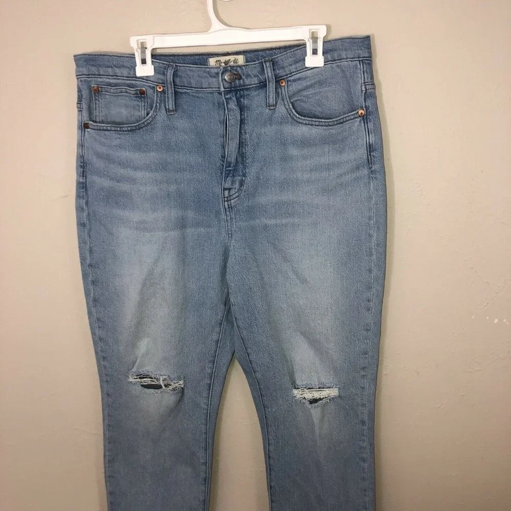 MADEWELL The Slim Boy Jean High Rise Crop Denim Light Wash Women’s Sz 32 - Picture 4 of 12